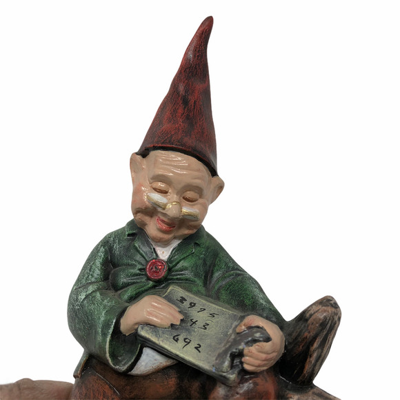 Vintage Porcelain Money Coin Gnome Figure Figurine Mystical Mythical Artist Sign - Picture 8 of 9